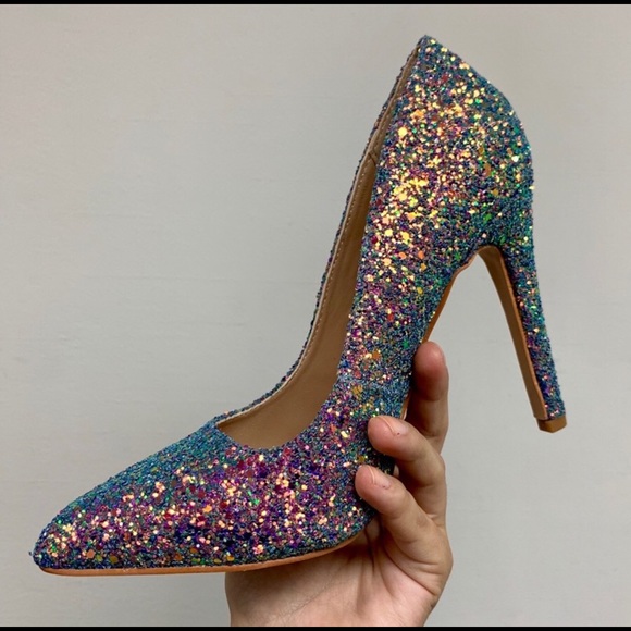 LAST 1❤️MULTI GLITTER POINTED TOE PUMPS/HEELS - Picture 4 of 8